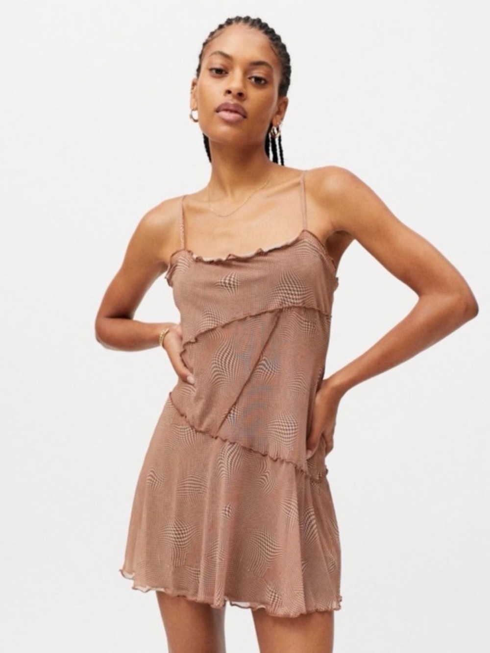 Urban Outfitters sz S Brown Mesh Mini Slip Dress | Size Small | NWT | y2k 90’s